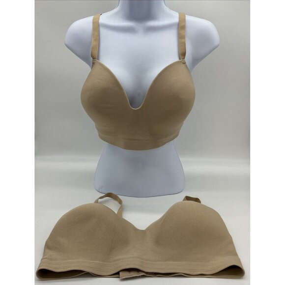 Hanes Womens Bra Size XL Nude Wireless Sleepwear MHG199 Set Of 2 - Picture 2 of 10